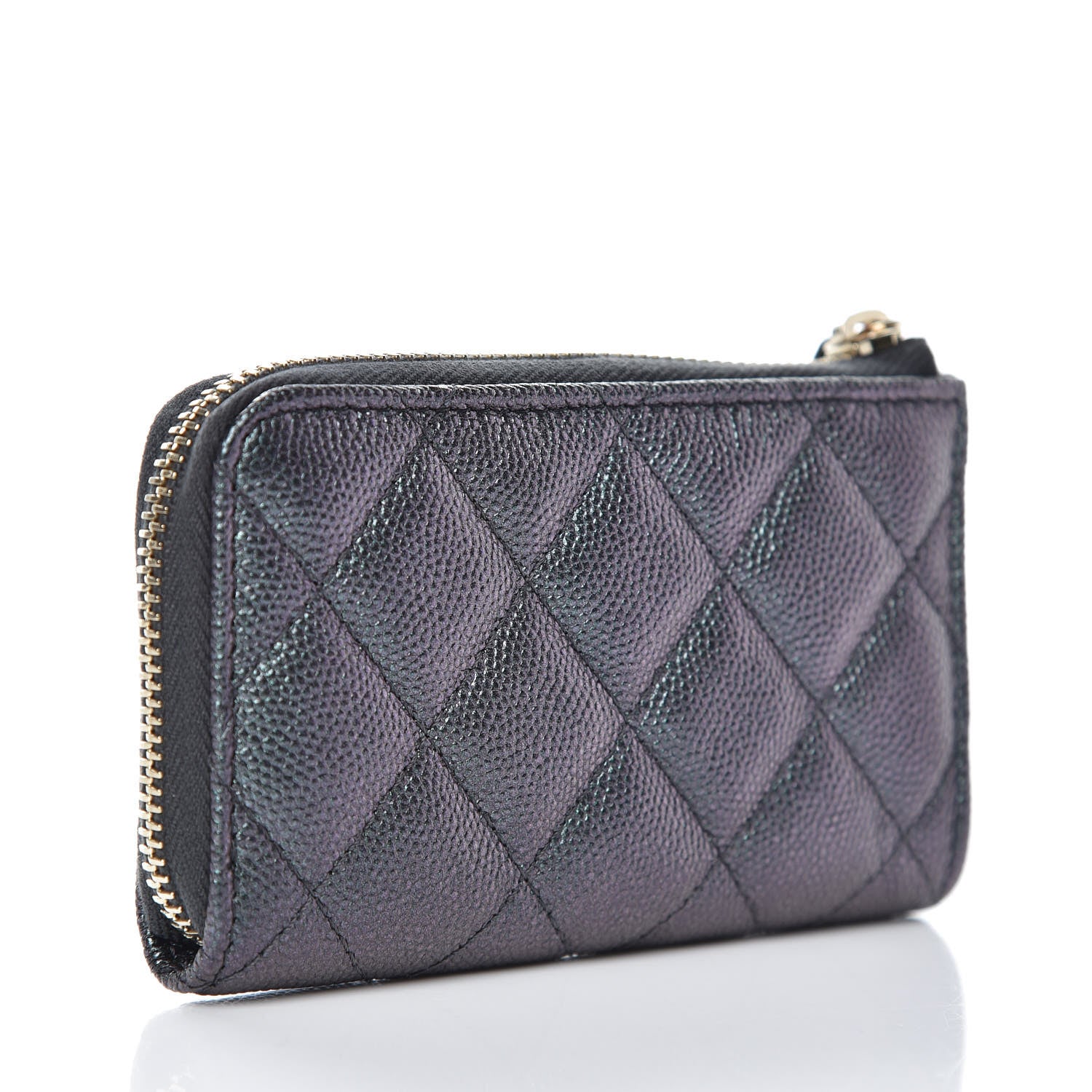 Chanel Iridescent Caviar Quilted Zipped Key Holder Case Black 3 of 9