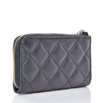 Chanel Iridescent Caviar Quilted Zipped Key Holder Case Black 3 of 9