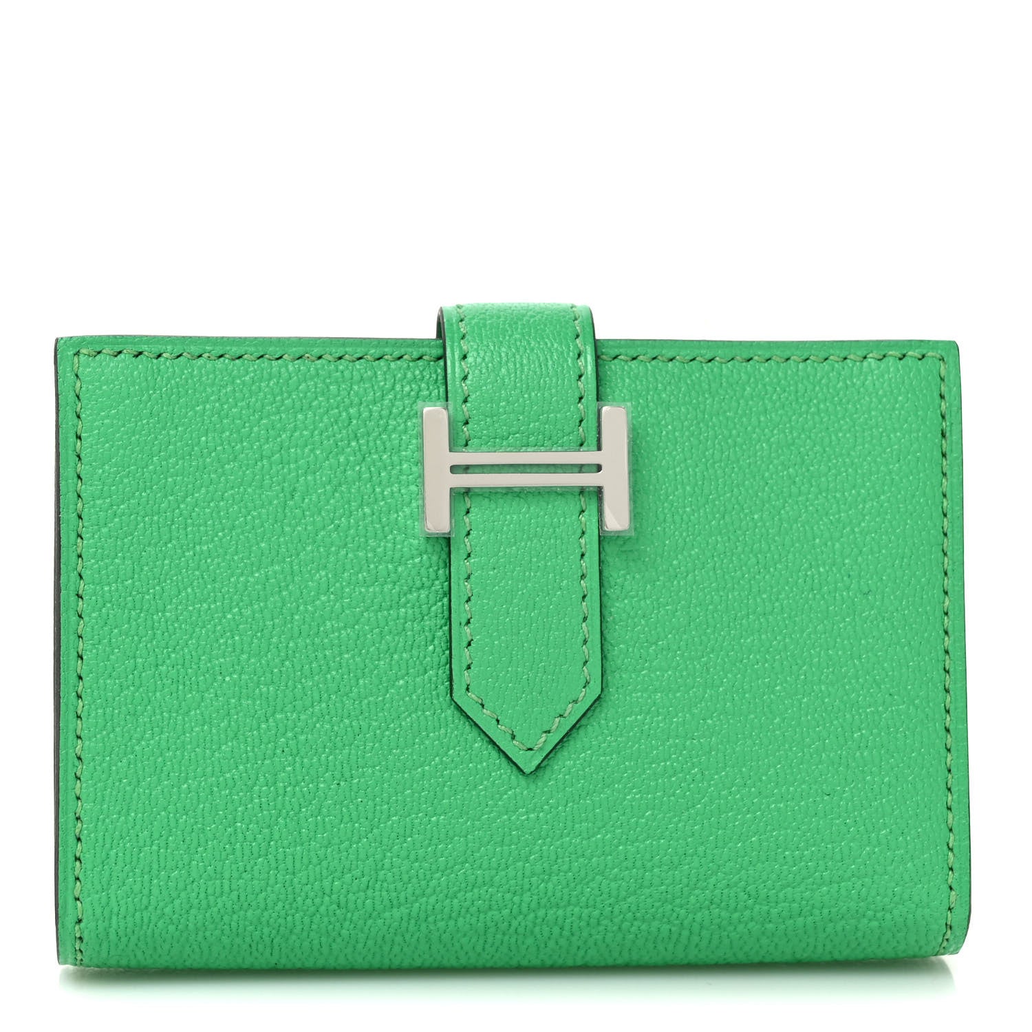 Hermes Chevre Mysore Bearn Card Holder Wallet Vert Comics 1 of 7