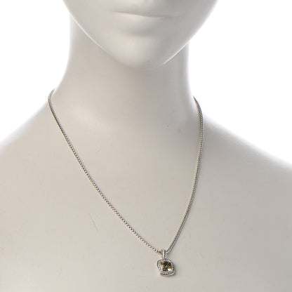 David Yurman Sterling Silver Diamond Prasiolite 7mm Petite Albion Pendant Necklace 2 of 7