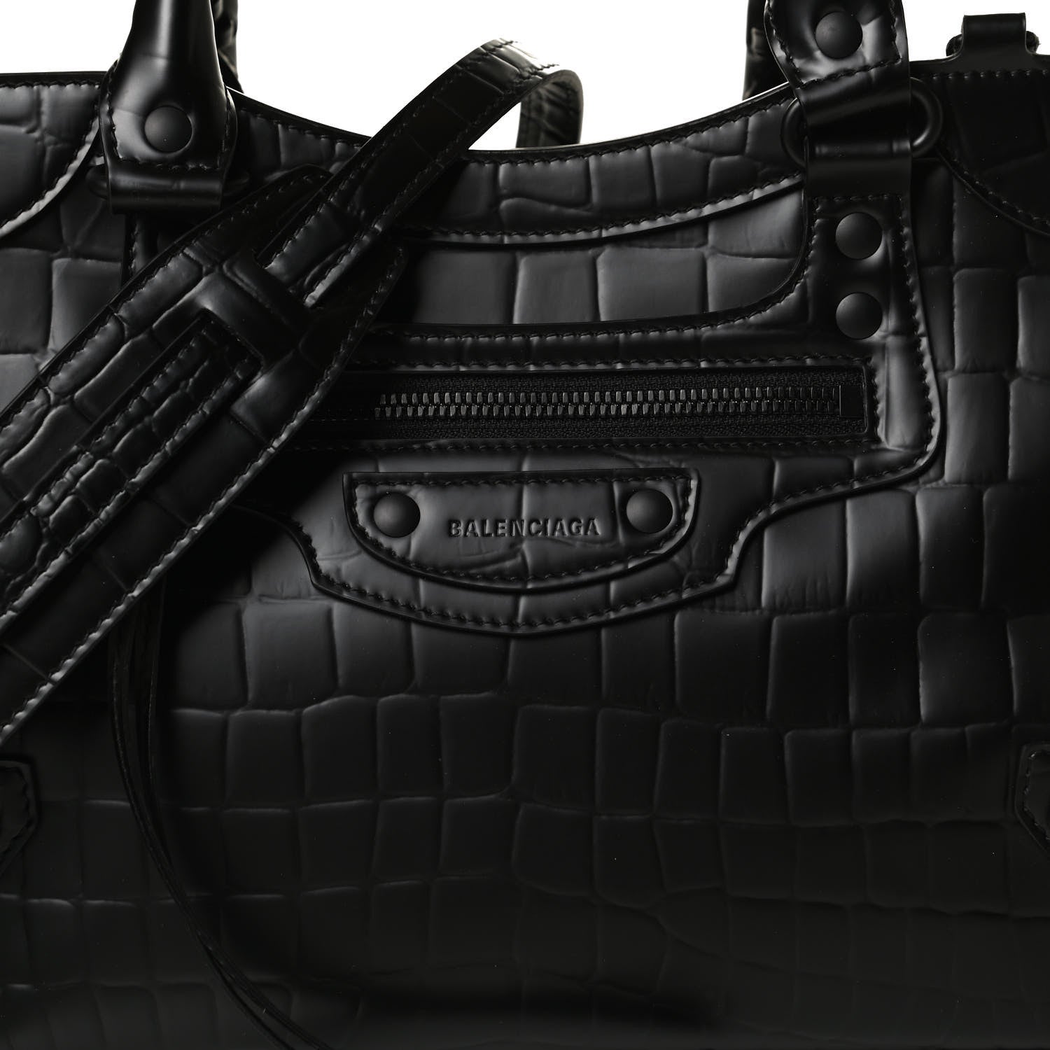 Balenciaga Semi Shiny Calfskin Crocodile Embossed Neo Classic Black Hardware S City Black 11 of 14