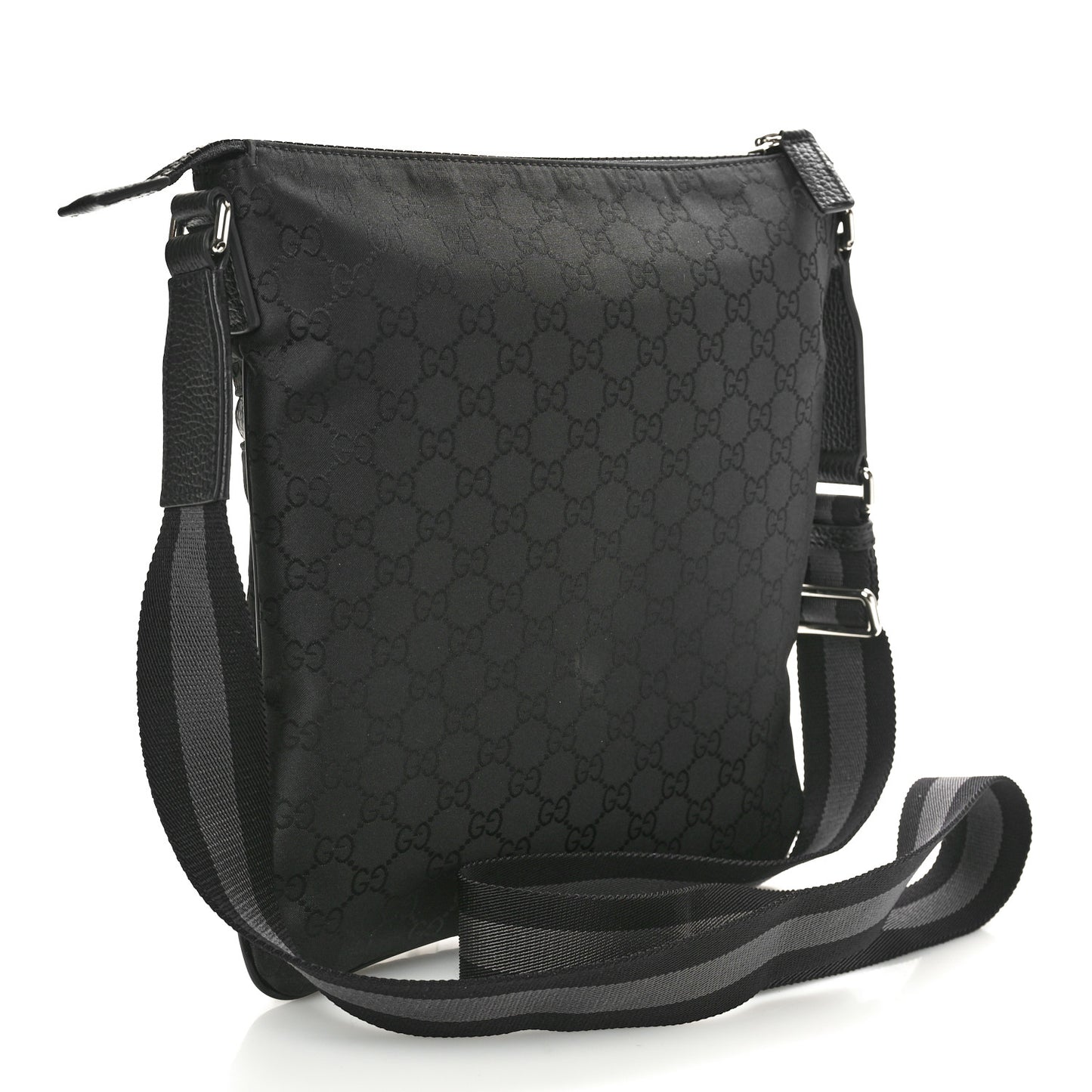 Nylon Monogram Small Flat Messenger Bag Black