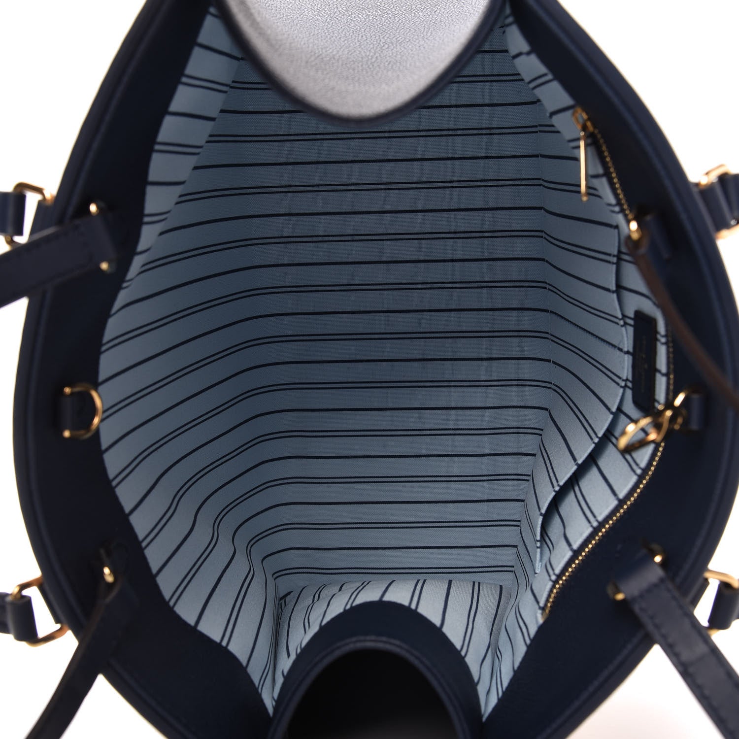 Louis Vuitton Raffia Calfskin Monogram Giant Onthego MM Blue 5 of 10