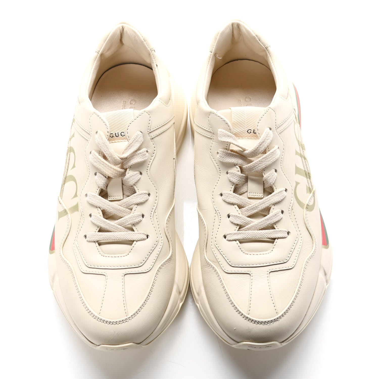 Gucci Calfskin Logo Womens Rhyton Sneakers 39 Ivory 9 of 20