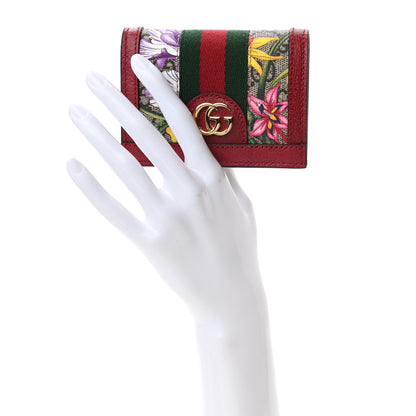 Gucci GG Supreme Monogram Flora Web Ophidia Card Case Red 2 of 7