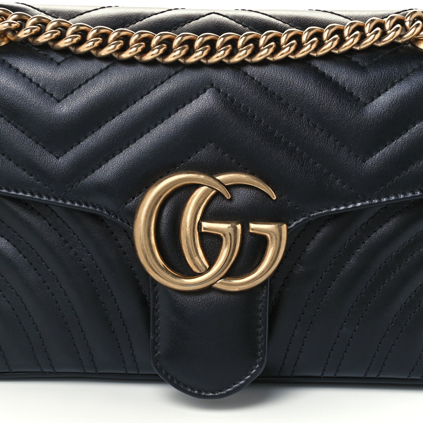 Calfskin Matelasse Small GG Marmont Shoulder Bag Black