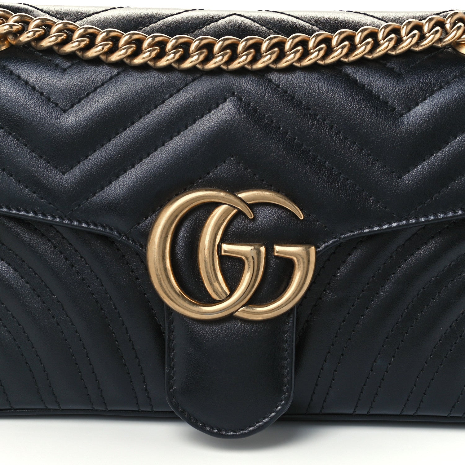 Gucci Calfskin Matelasse Small GG Marmont Shoulder Bag Black 9 of 12