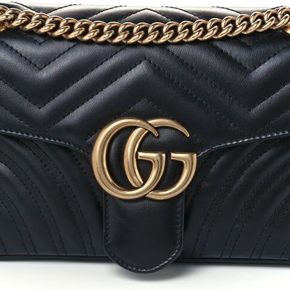 Gucci Calfskin Matelasse Small GG Marmont Shoulder Bag Black 9 of 12