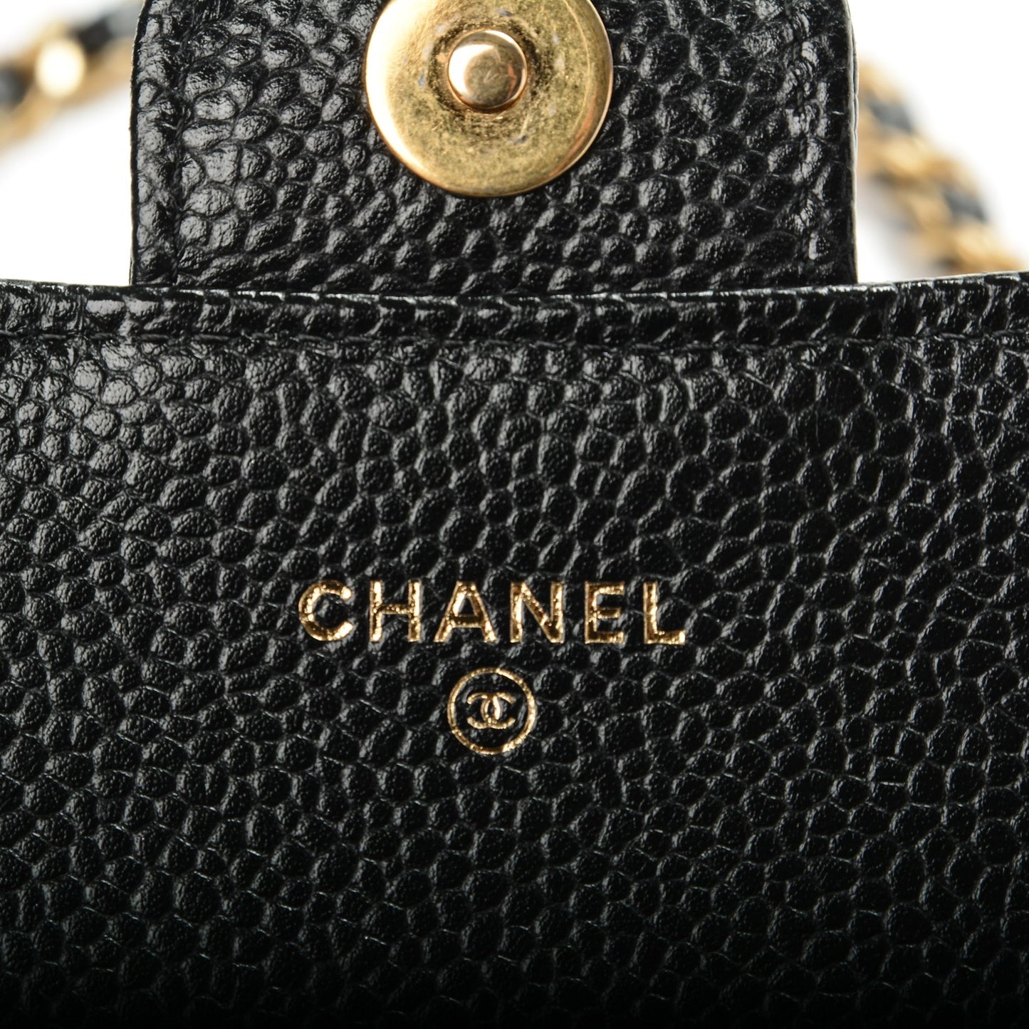 Caviar Quilted Wallet on Removable Chain Black