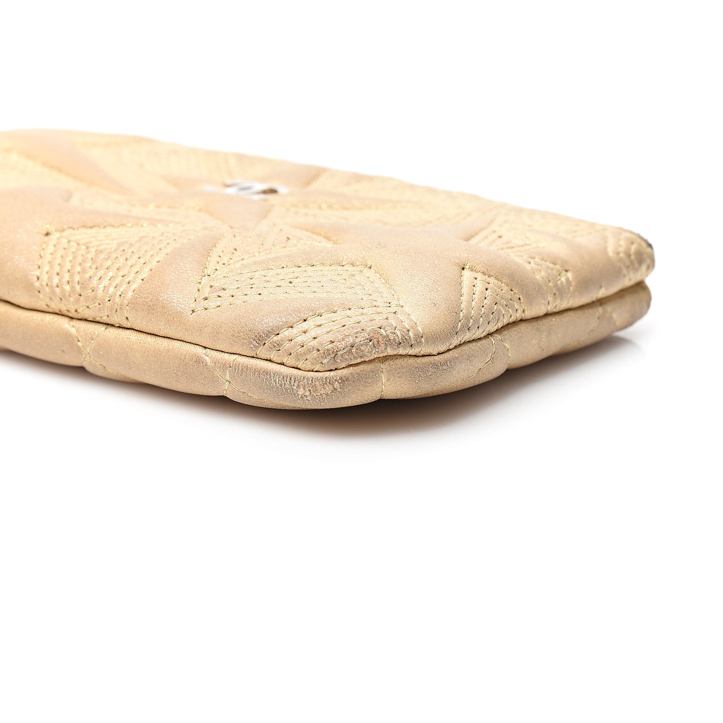 Metallic Lambskin Star Embossed Coin Purse Case Gold