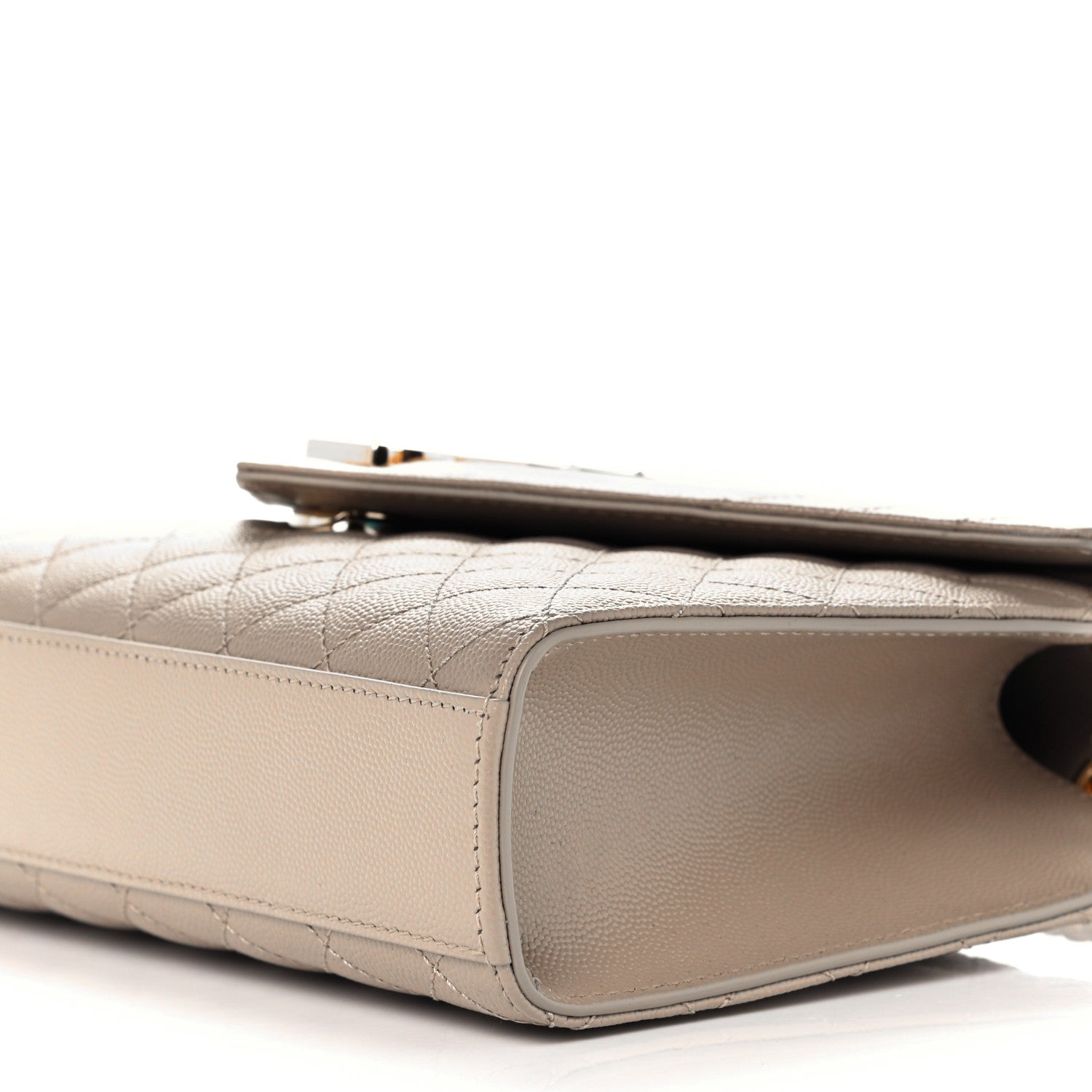 Saint Laurent Grain De Poudre Textured Mixed Matelasse Medium Triquilt Monogram Satchel Dark Beige 11 of 12