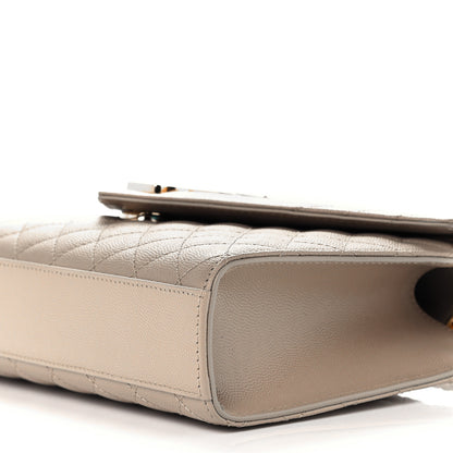 Saint Laurent Grain De Poudre Textured Mixed Matelasse Medium Triquilt Monogram Satchel Dark Beige 11 of 12