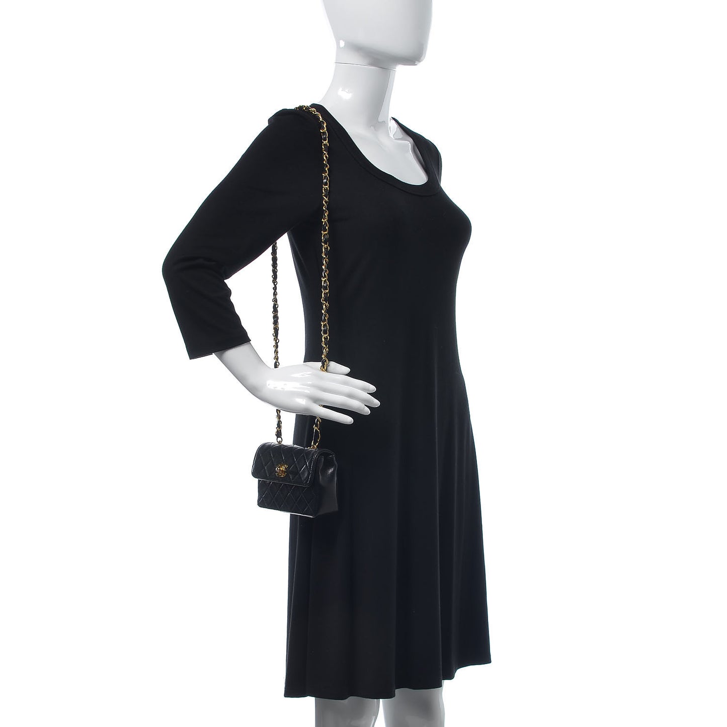 Lambskin Quilted Extra Mini Flap Black