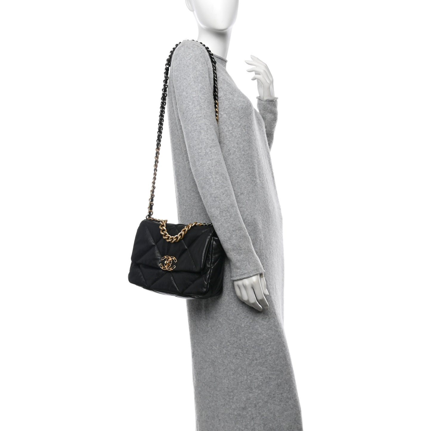 Lambskin Quilted Medium Chanel 19 Flap Black