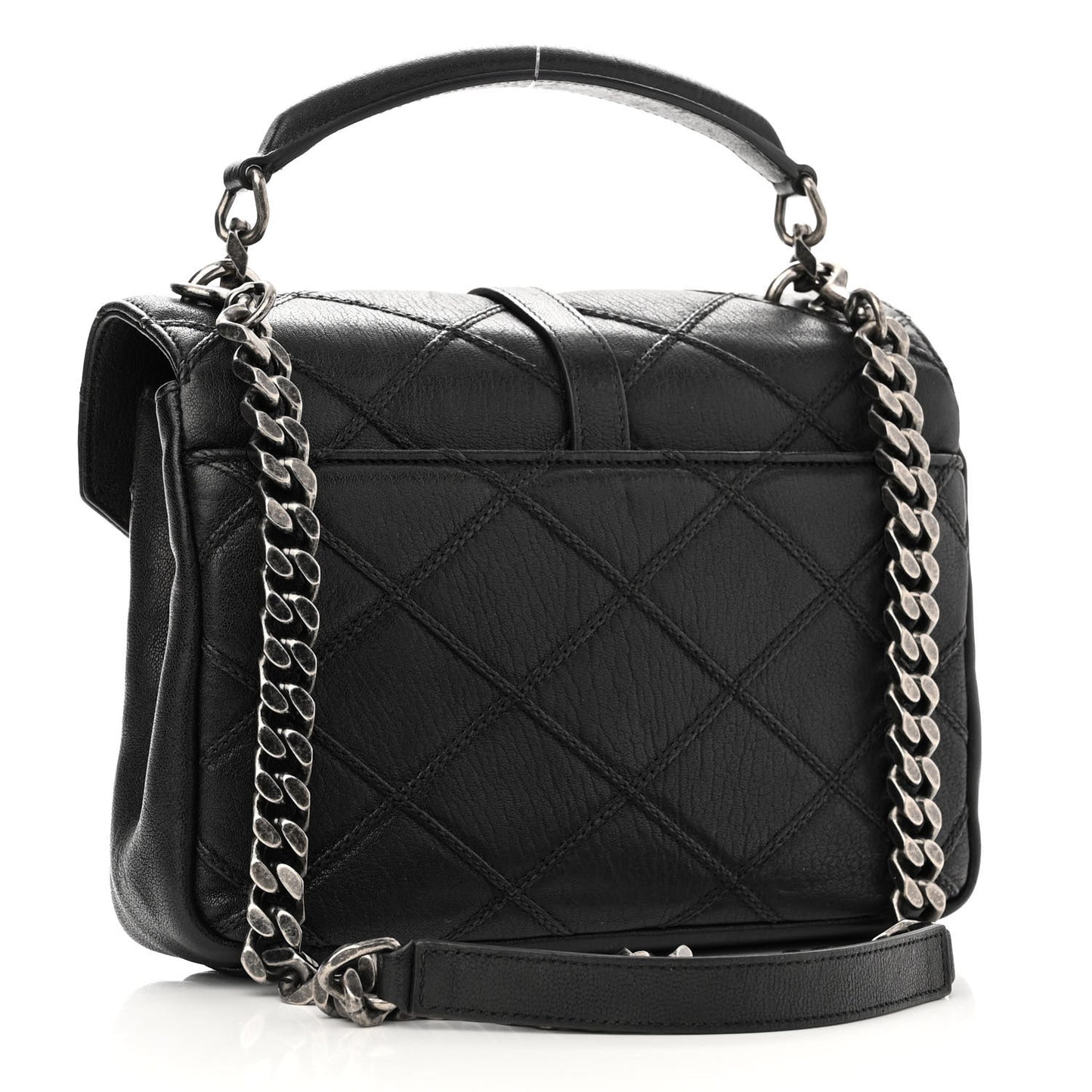 Calfskin Matelasse Diamond Quilted Monogram Medium College Bag Black
