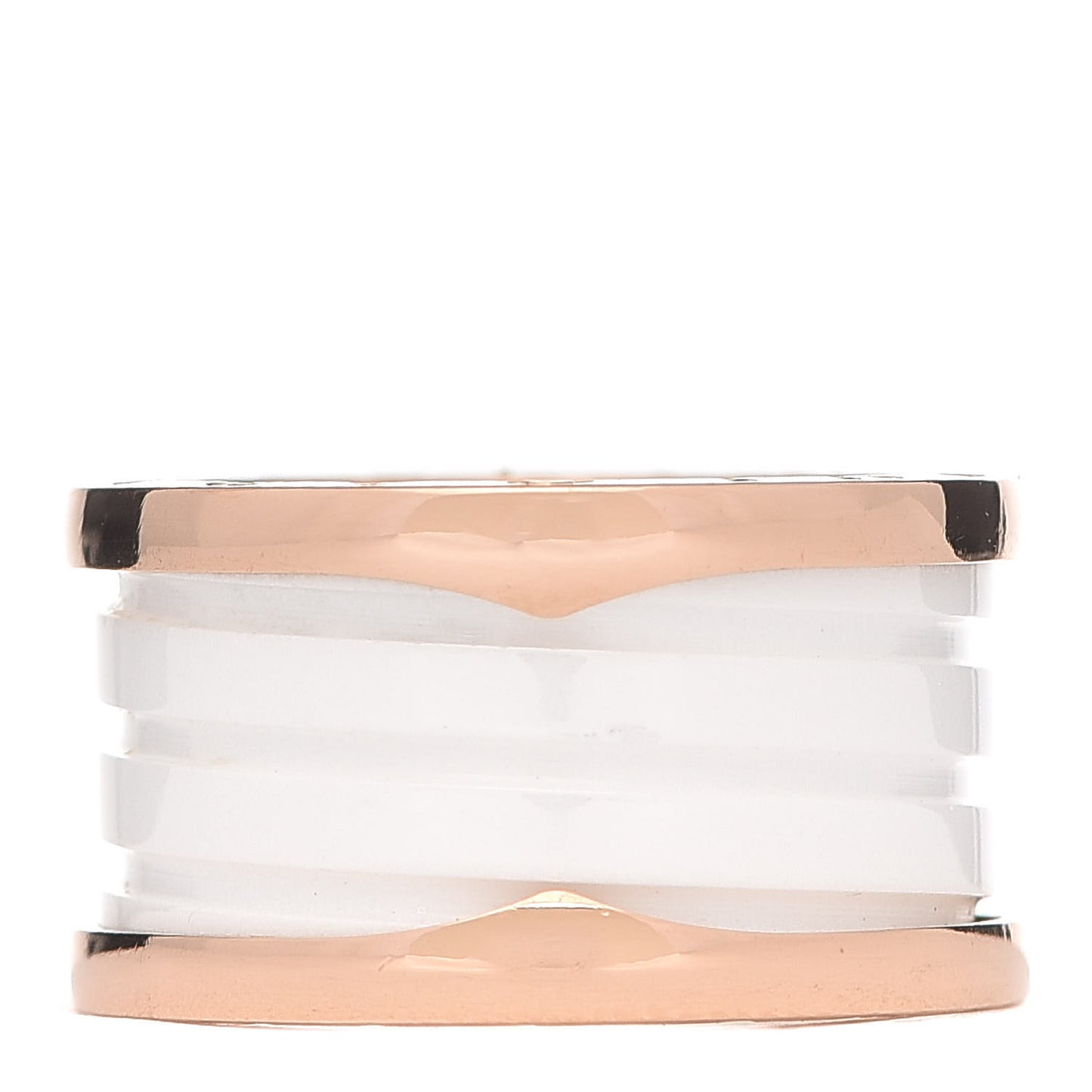 18K Rose Gold White Ceramic B.Zero1 Four-Band Ring 52 6