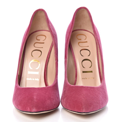 Gucci Velvet Removable Web Bow Pumps 38.5 Tibet Red 2 of 16
