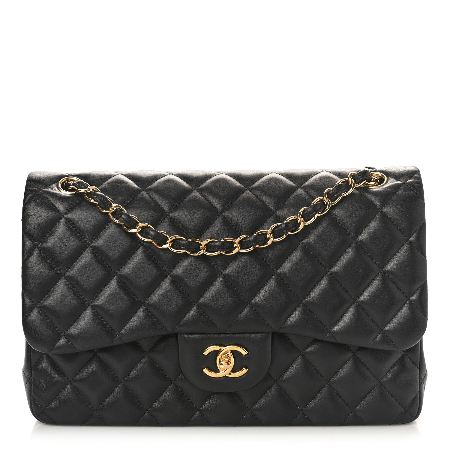 Chanel Lambskin Quilted Jumbo Double Flap Black 1 of 10