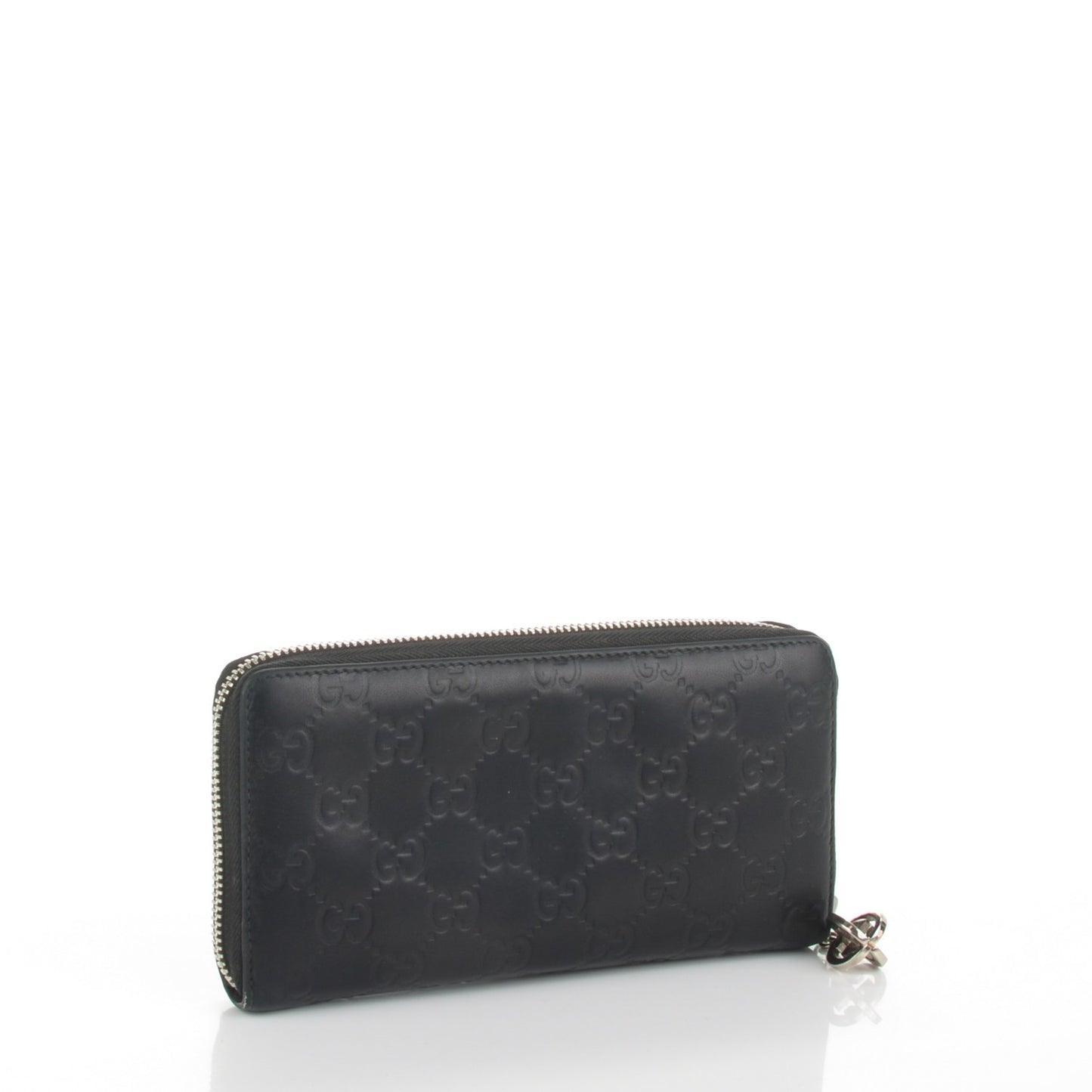 Guccissima Large Twins Zip Around Wallet Black