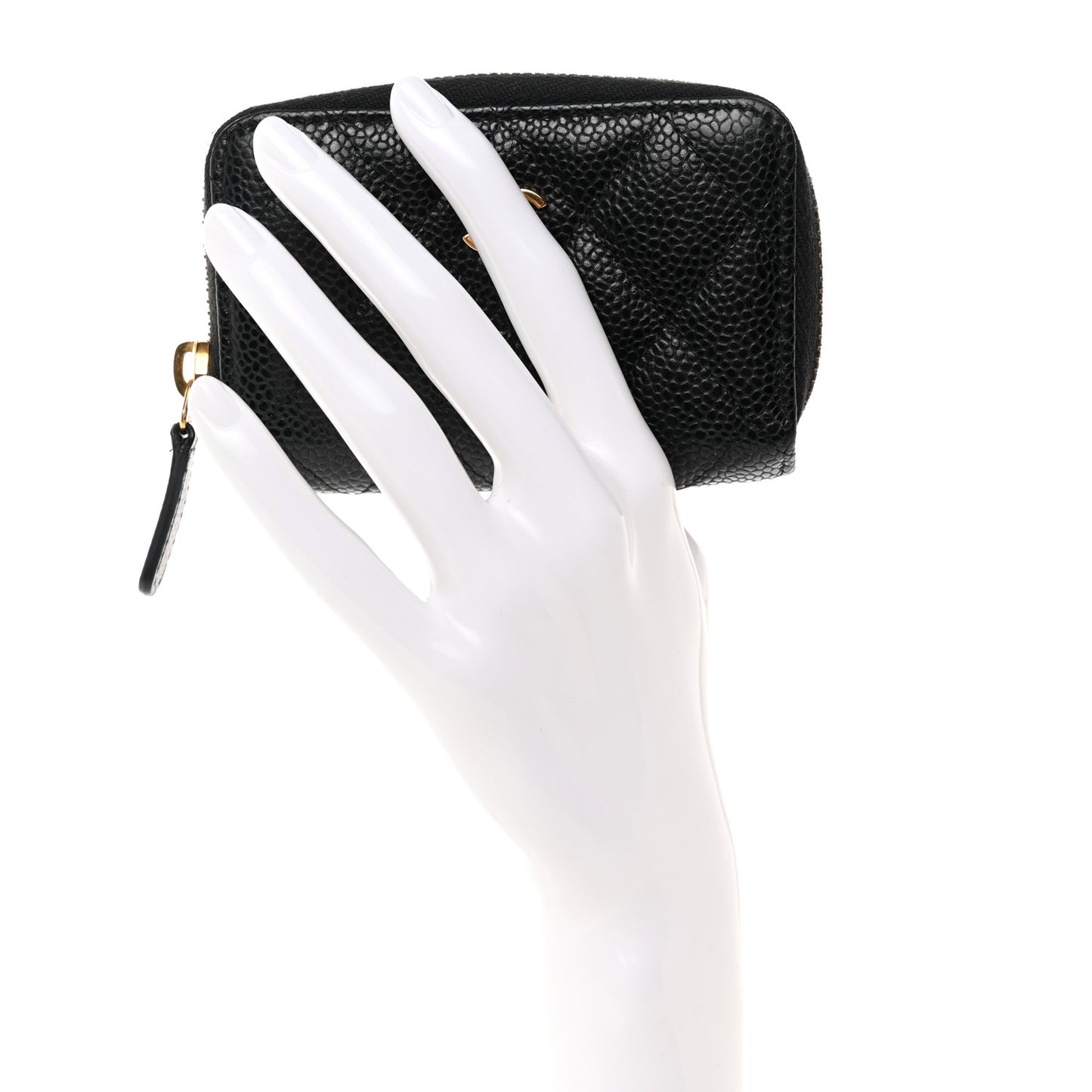 Caviar Quilted Zip Coin Purse Black