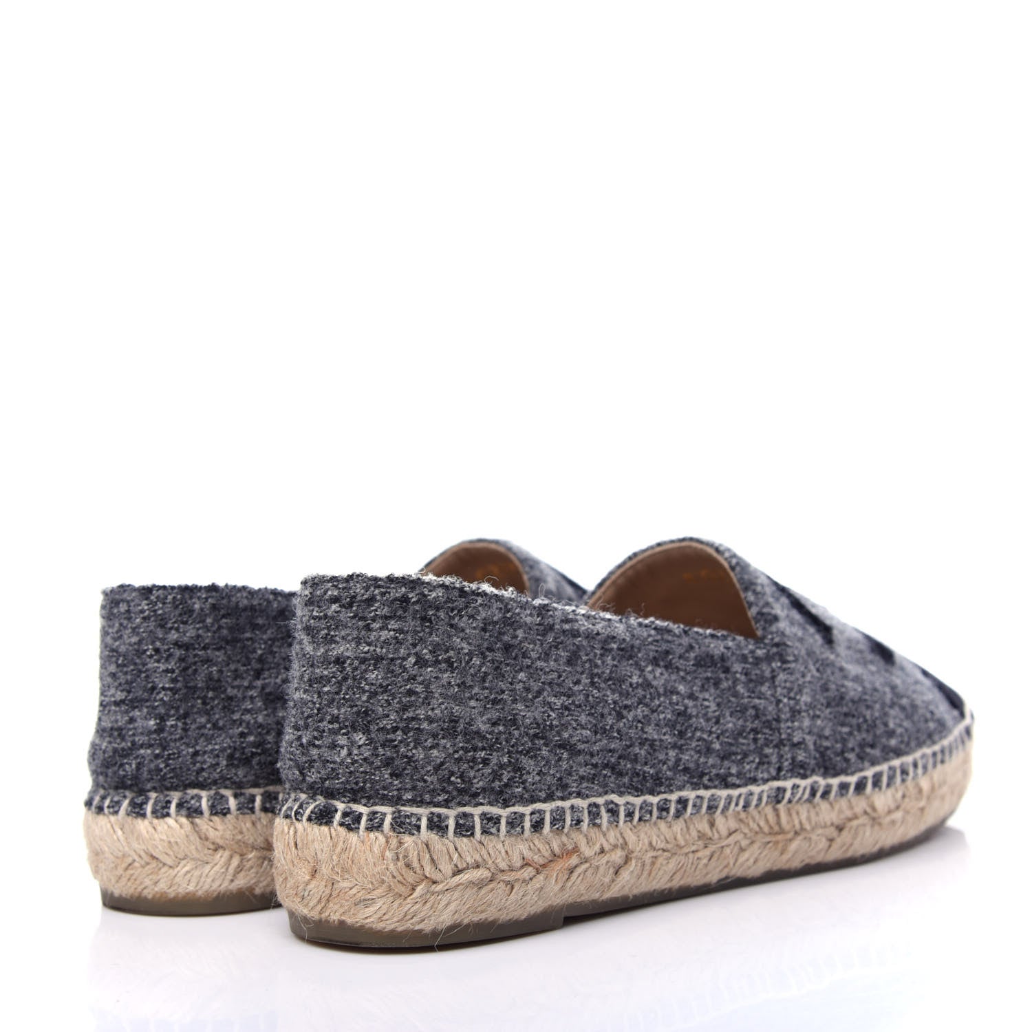 Chanel Tweed Velvet CC Espadrilles 41 Grey Black 4 of 12