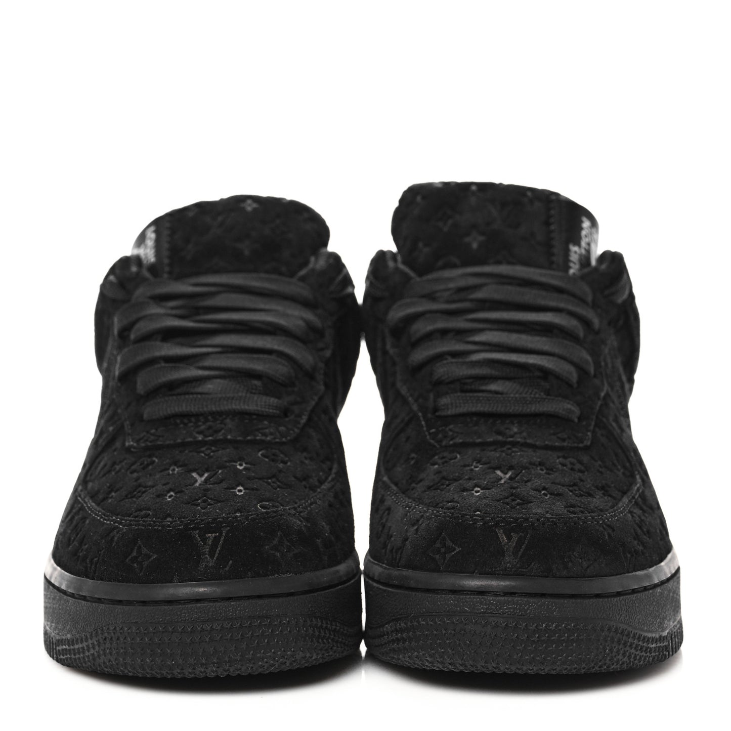 X NIKE AIR FORCE 1 Suede Calfskin Monogram Mens Low Top Sneakers 8 Black