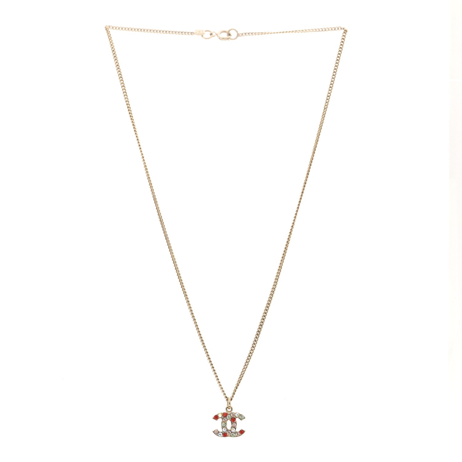 Chanel Crystal CC Necklace Gold Multicolor 3 of 5
