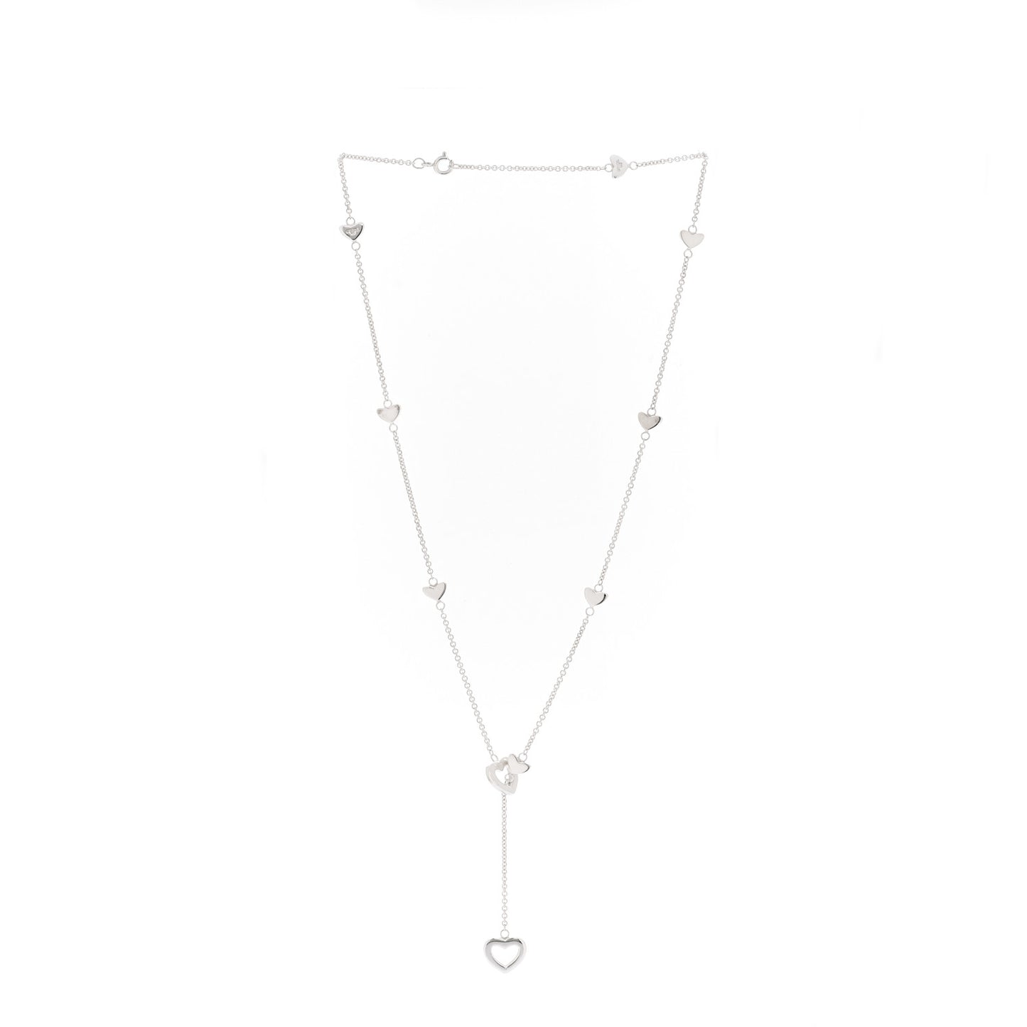 Sterling Silver Heart Lariat Necklace