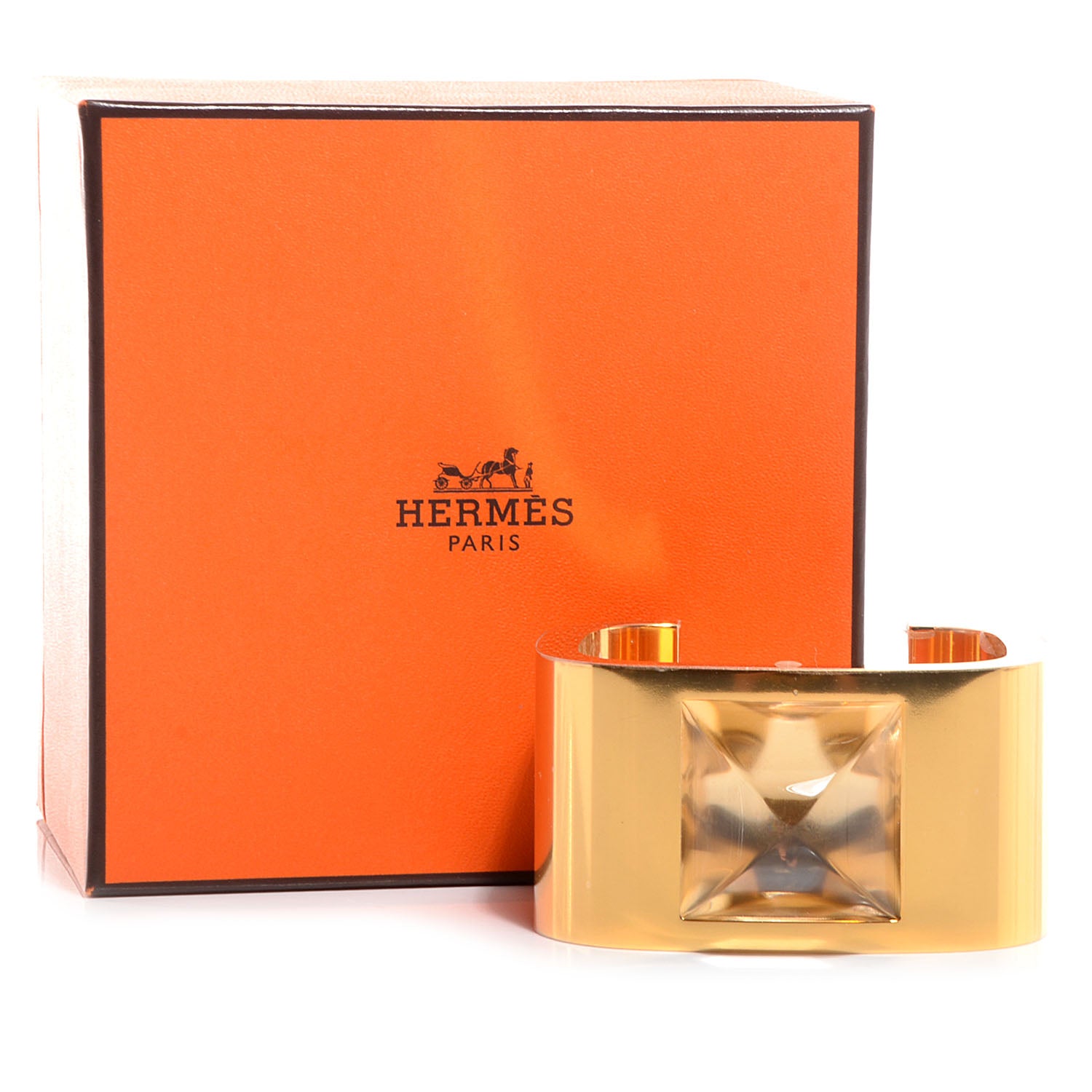 Hermes Gold Plated Saint Louis Crystal Circe Bracelet M 5 of 5