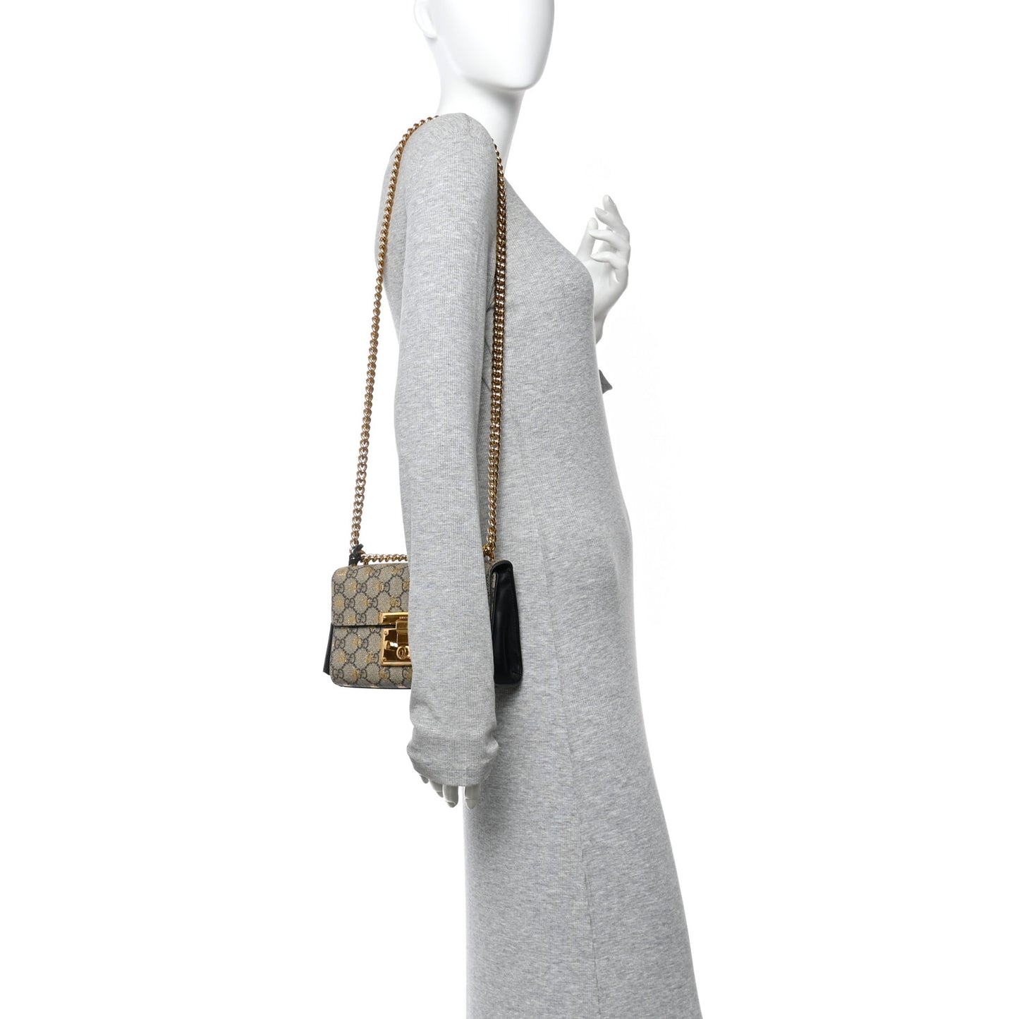 GG Supreme Monogram Bees Small Padlock Shoulder Bag Black