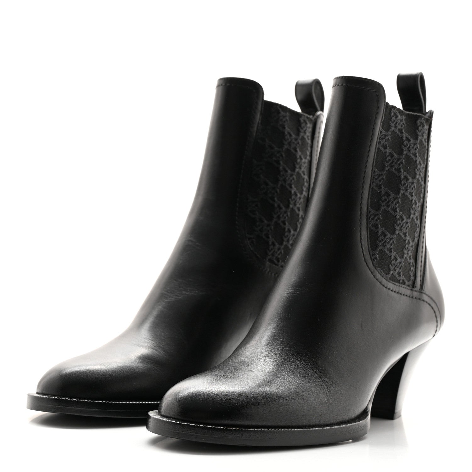 Fendi Vitello Karligraphy Embossed Ankle Boots 38.5 Black 3 of 15