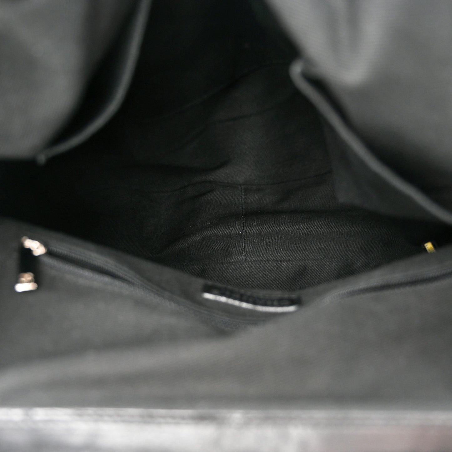 Calfskin Stitched Expandable Frame Bag Black