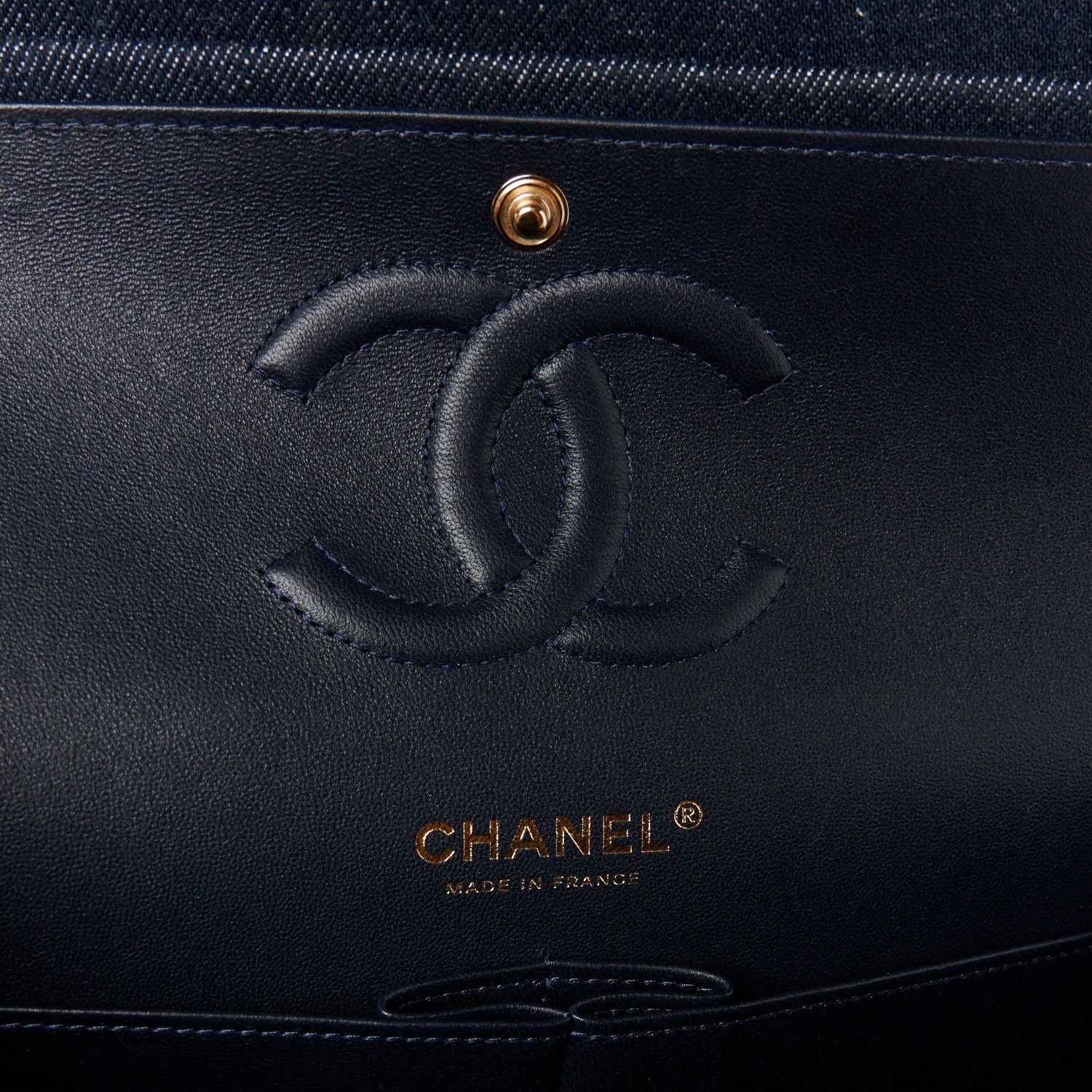 Chanel Denim Quilted Medium Double Flap Dark Blue 6 of 11