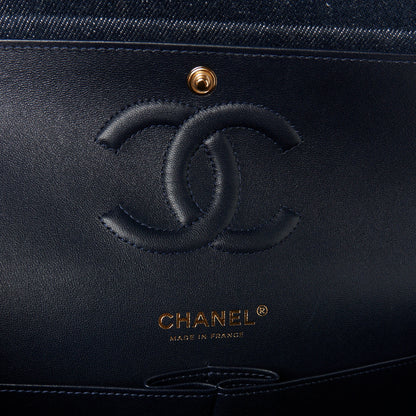 Chanel Denim Quilted Medium Double Flap Dark Blue 6 of 11