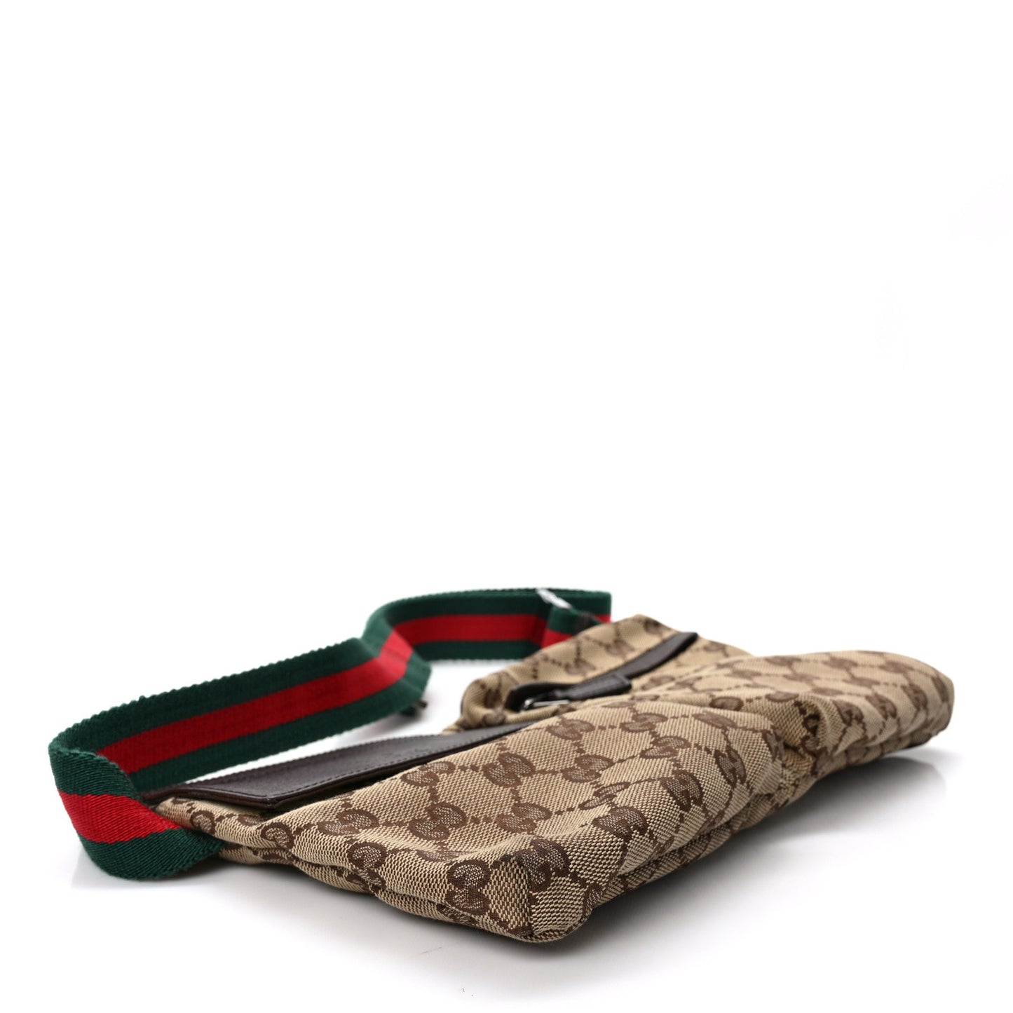 GG Monogram Web Double Pocket Belt Bag Dark Brown