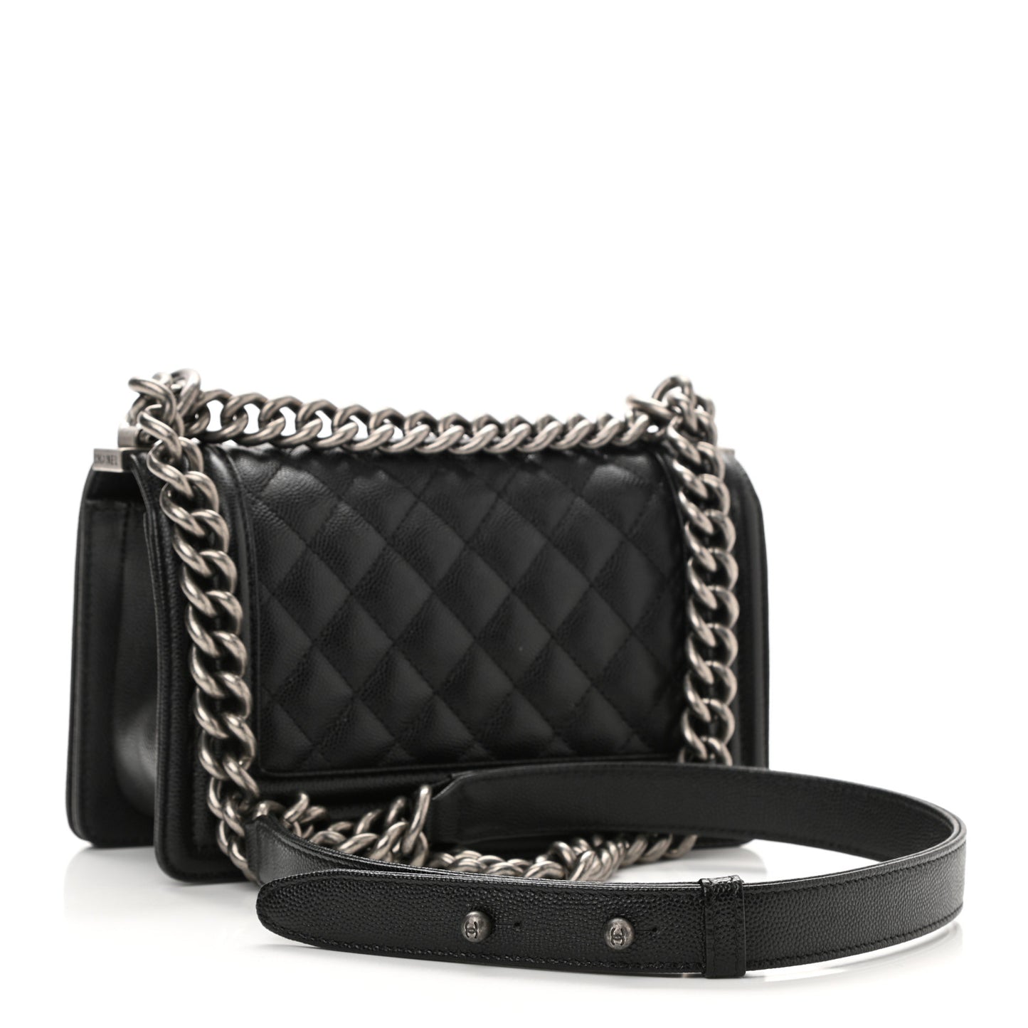 Caviar Quilted Small Boy Flap Black