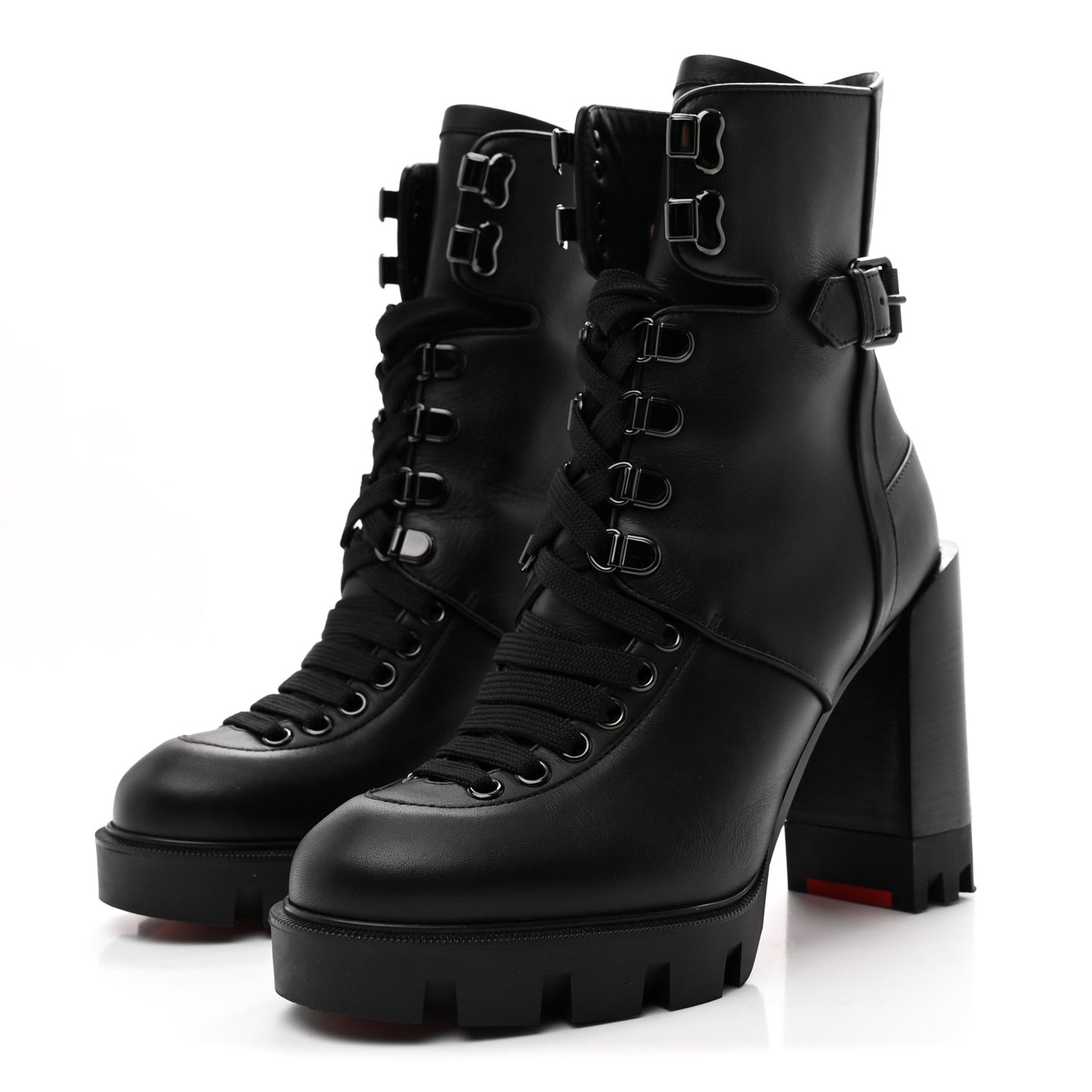Calfskin Macademia 100 Combat Boots 37.5 Black