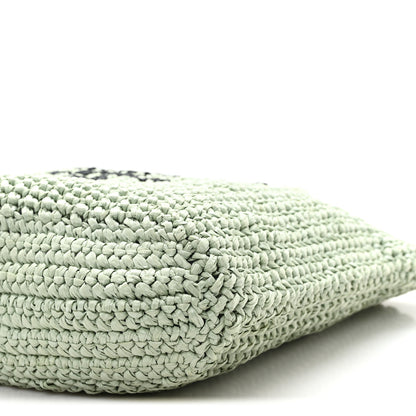 Prada Yarn Raffia Effect Crochet Small Logo Tote Acqua 10 of 10