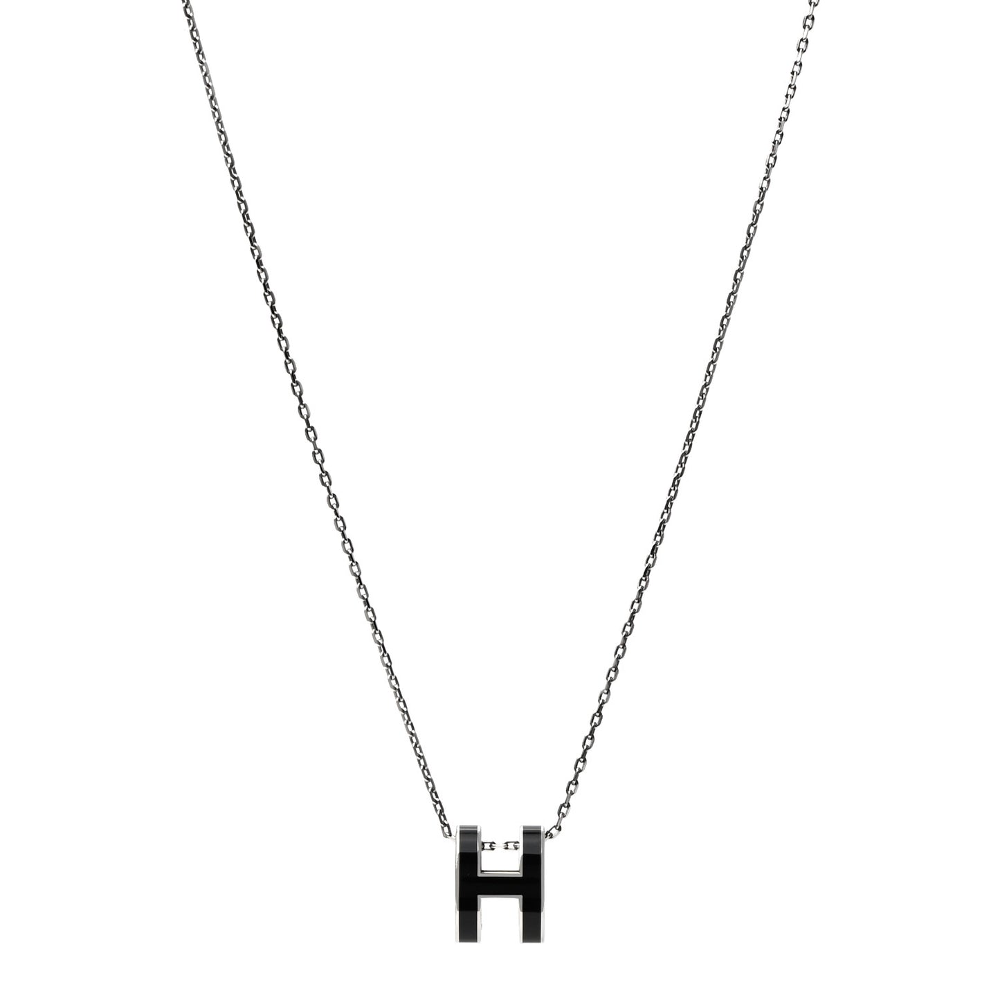 Lacquered Palladium Pop H Pendant Necklace Black