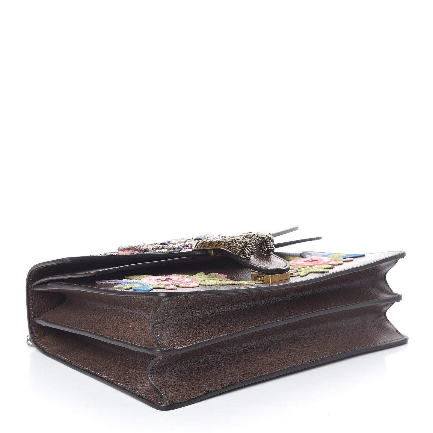 Calfskin Web Owl Embroidered Medium Dionysus Shoulder Bag New Acero Multicolor