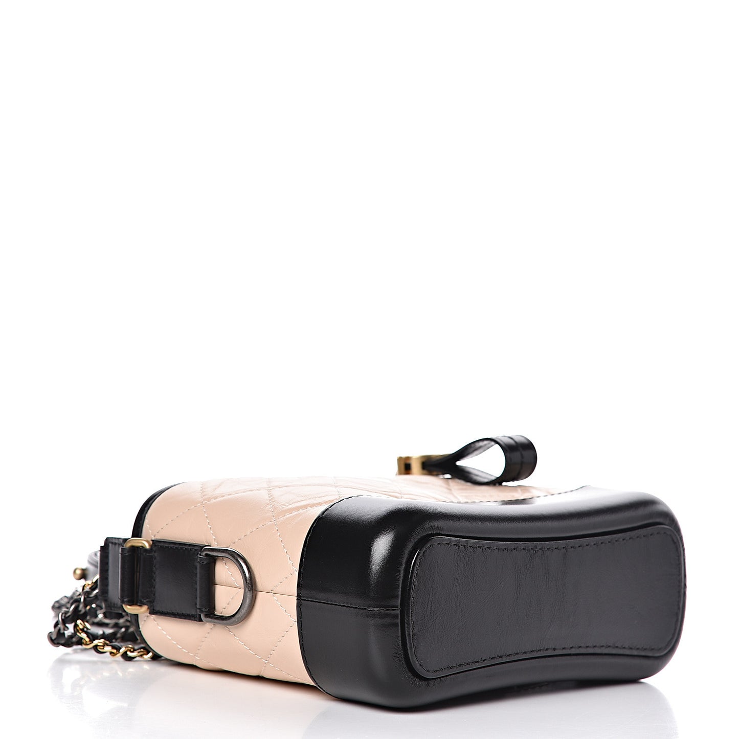 Aged Calfskin Quilted Small Gabrielle Hobo Beige Black