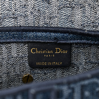 Christian Dior Oblique Embroidered Saddle Bag Denim Blue 6 of 10