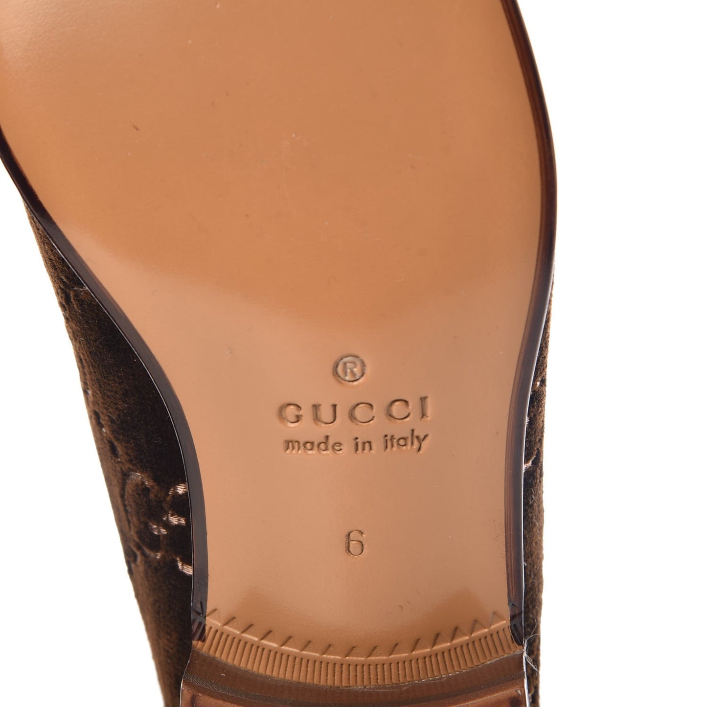 Velvet GG Monogram Goatskin Mens Horsebit Loafers 6 Brown Vintage Cocoa