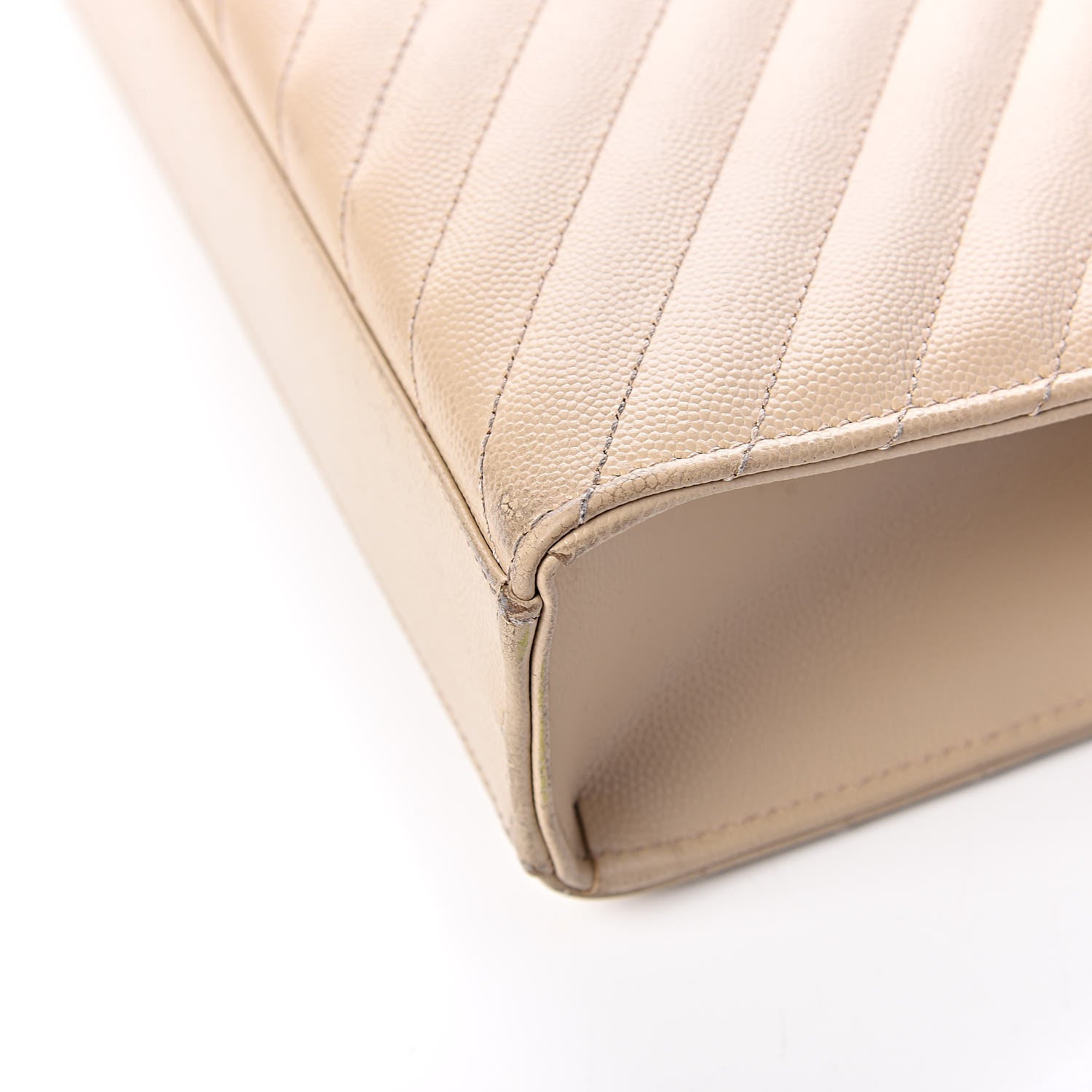 Saint Laurent Grain De Poudre Matelasse Chevron Large Monogram Satchel Nude Powder 13 of 18
