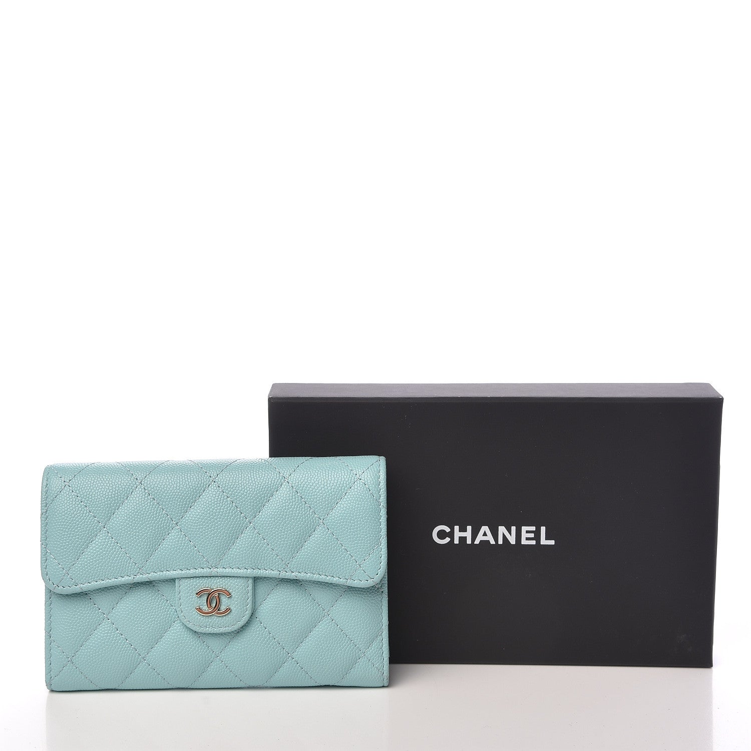 Chanel Caviar Quilted Medium Flap Wallet Light Blue 10 of 10
