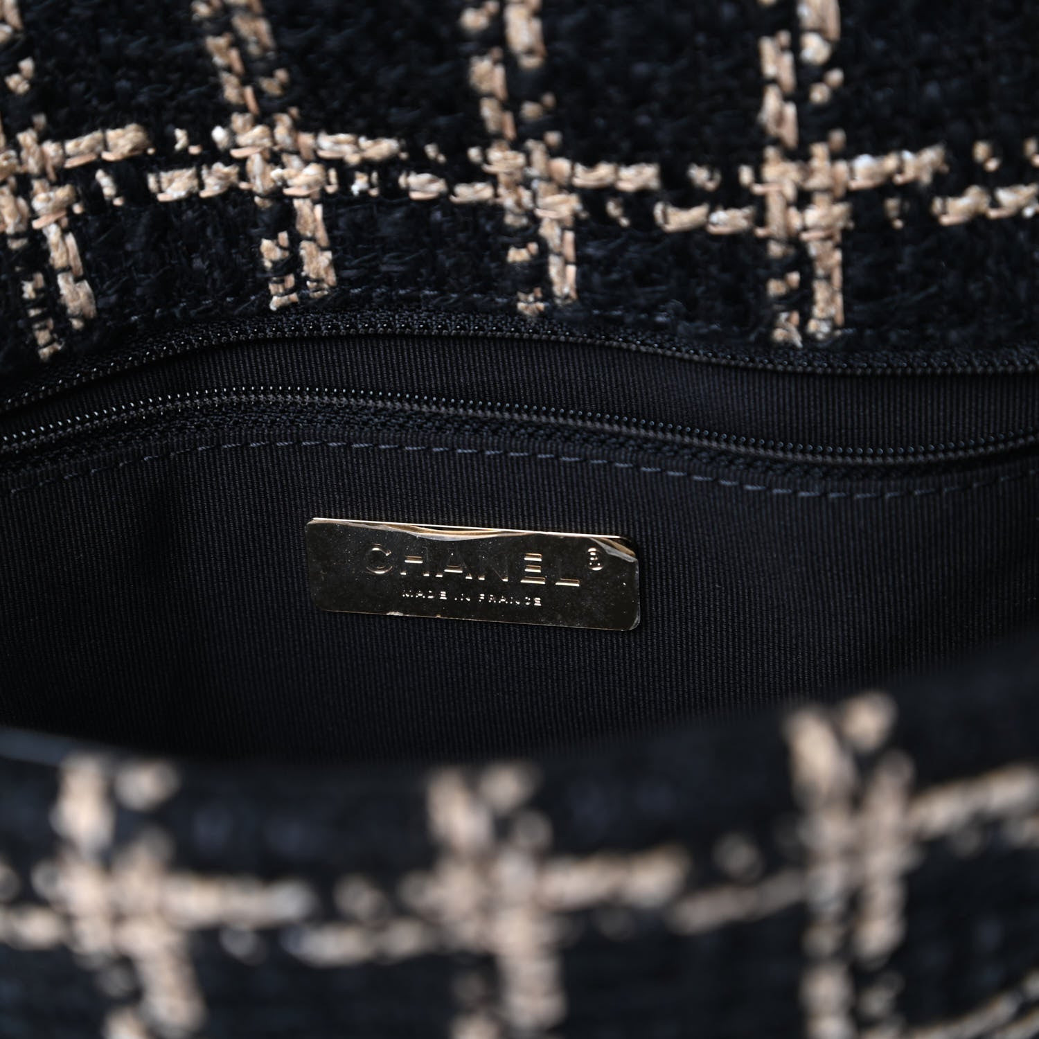 Chanel Tweed Quilted Large Chanel 19 Flap Black Beige 8 of 11