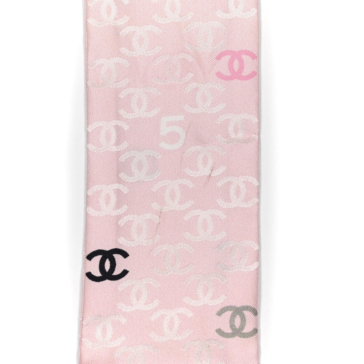 Chanel Silk CC Slim Bandeau Pink Ecru Black 5 of 6