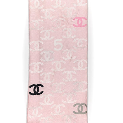 Chanel Silk CC Slim Bandeau Pink Ecru Black 5 of 6