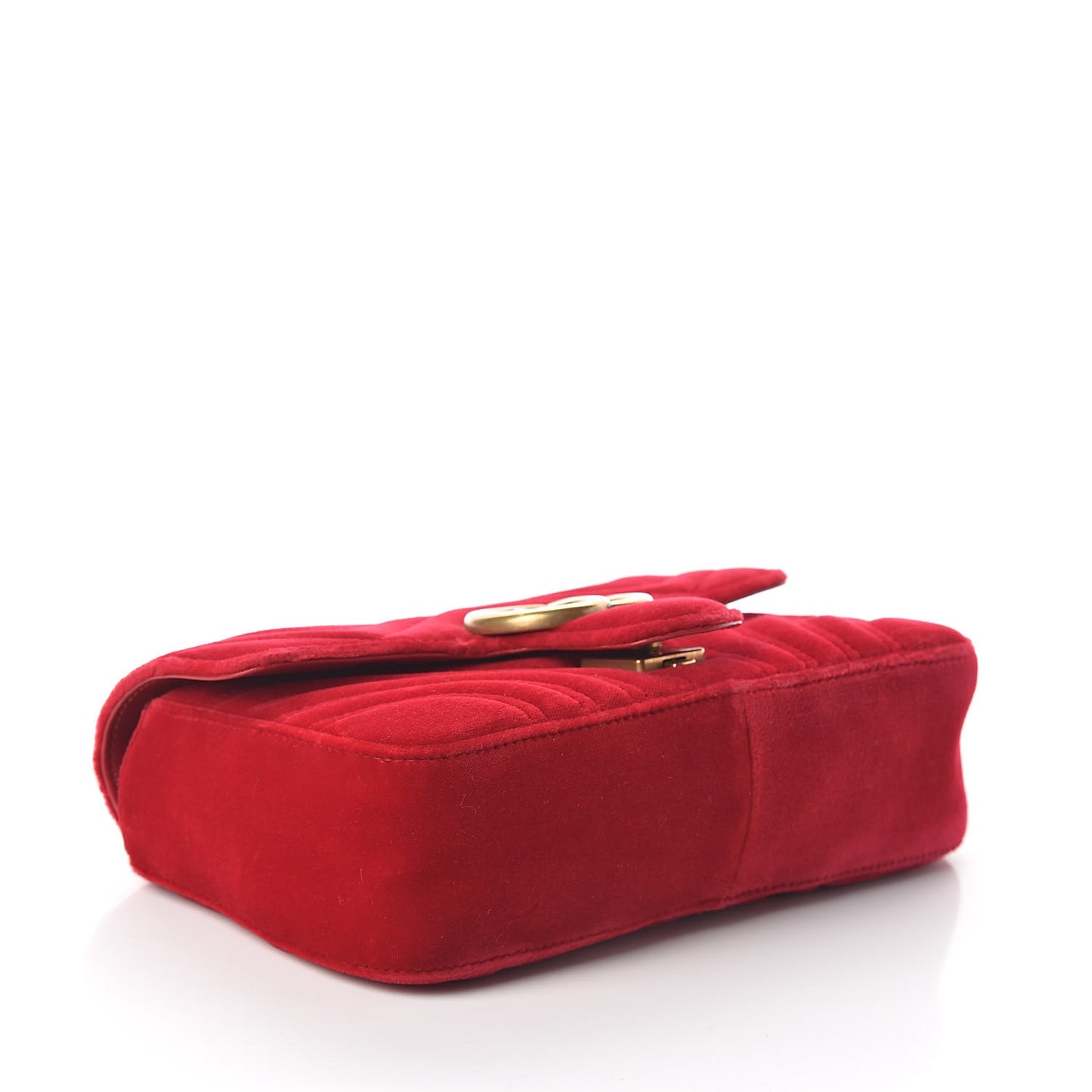 Velvet Matelasse Mini GG Marmont Shoulder Bag Hibiscus Red