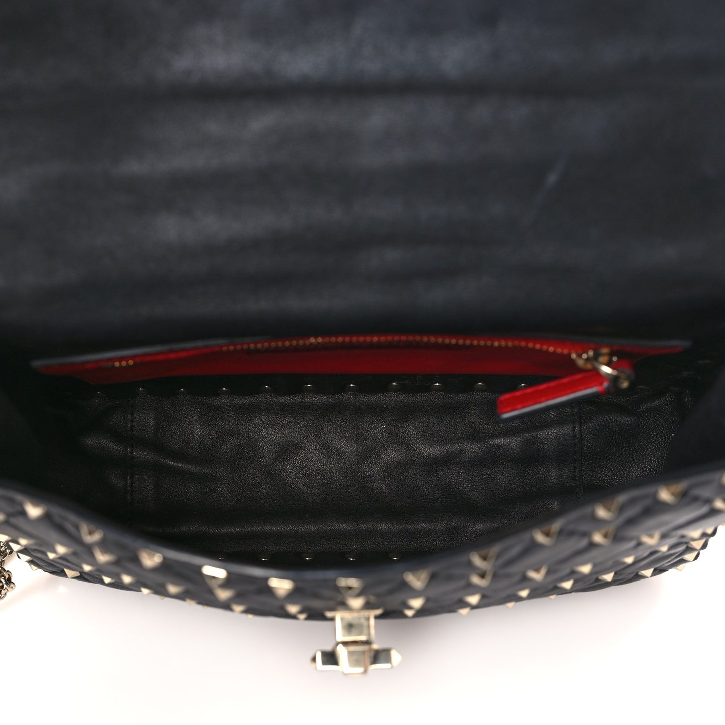 Lambskin Medium Rockstud Spike Shoulder Bag Black